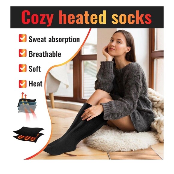 TOMUM Rechargeable Heated Socks Size Small Men Women Washable Battery Operated - Picture 5 of 10